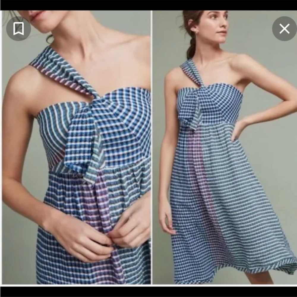 Anthropologie Maeve plaid one strape summer dress. Size 6